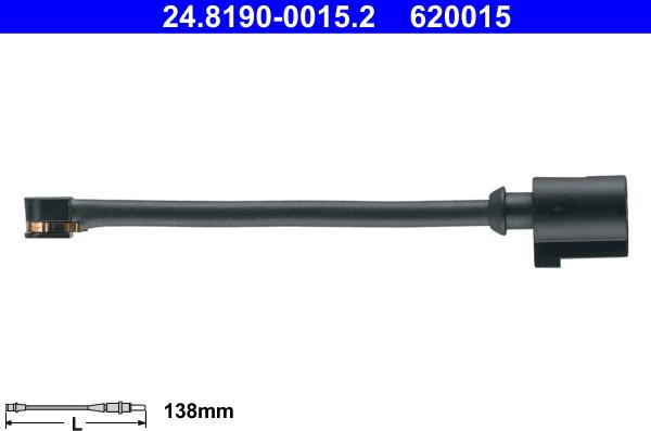 ATE 24.8190-0015.2 - Сигнализатор, износ тормозных колодок autospares.lv