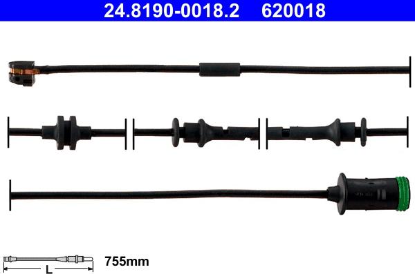 ATE 24.8190-0018.2 - Сигнализатор, износ тормозных колодок autospares.lv