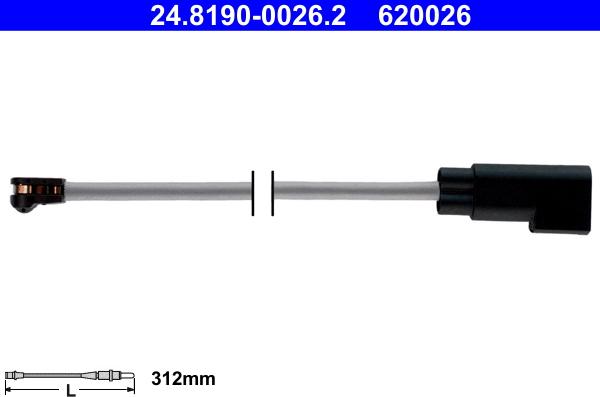 ATE 24.8190-0026.2 - Сигнализатор, износ тормозных колодок autospares.lv