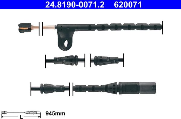 ATE 24.8190-0071.2 - Сигнализатор, износ тормозных колодок autospares.lv