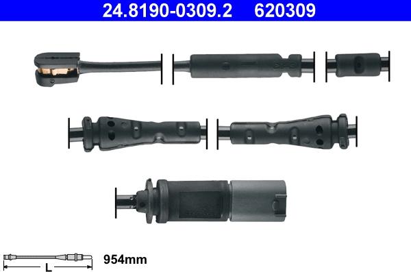 ATE 24.8190-0309.2 - Сигнализатор, износ тормозных колодок autospares.lv