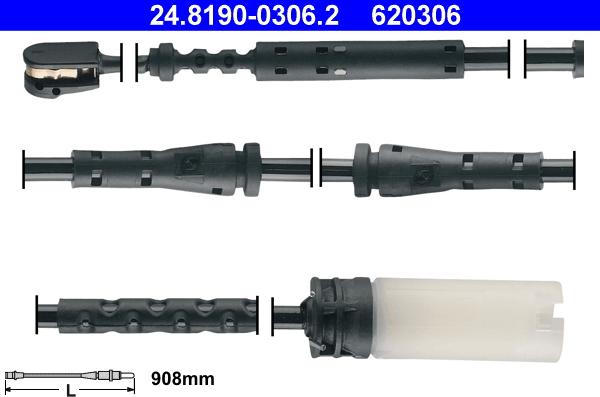 ATE 24.8190-0306.2 - Сигнализатор, износ тормозных колодок autospares.lv