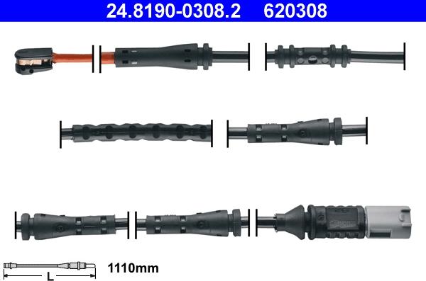 ATE 24.8190-0308.2 - Сигнализатор, износ тормозных колодок autospares.lv