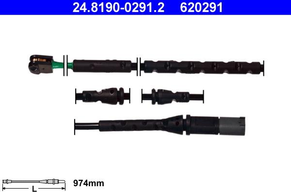 ATE 24.8190-0291.2 - Сигнализатор, износ тормозных колодок autospares.lv