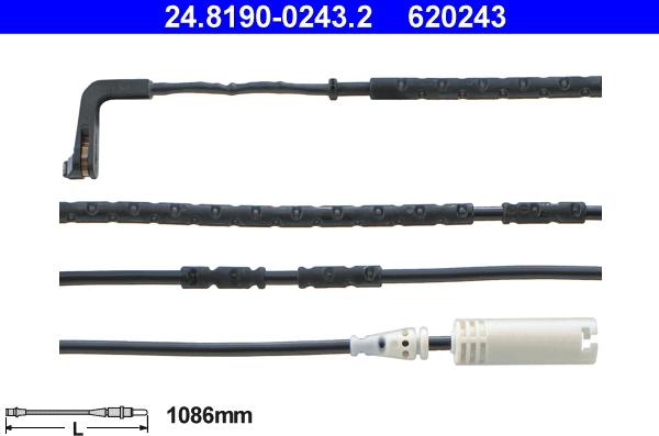 ATE 24.8190-0243.2 - Сигнализатор, износ тормозных колодок autospares.lv