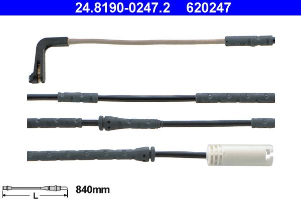 ATE 24.8190-0247.2 - Сигнализатор, износ тормозных колодок autospares.lv