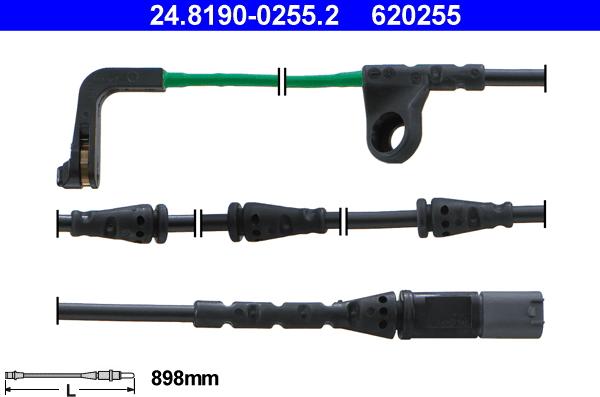 ATE 24.8190-0255.2 - Сигнализатор, износ тормозных колодок autospares.lv