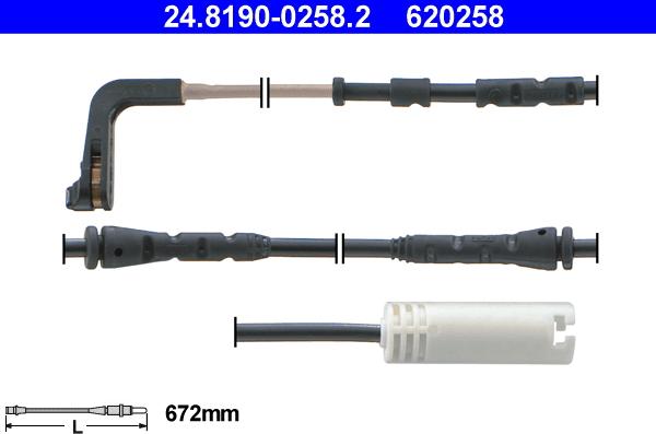 ATE 24.8190-0258.2 - Сигнализатор, износ тормозных колодок autospares.lv