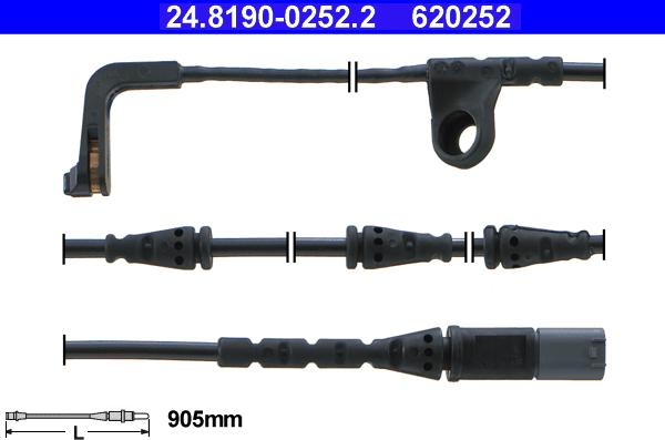 ATE 24.8190-0252.2 - Сигнализатор, износ тормозных колодок autospares.lv