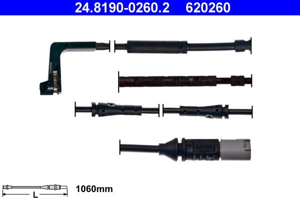 ATE 24.8190-0260.2 - Сигнализатор, износ тормозных колодок autospares.lv