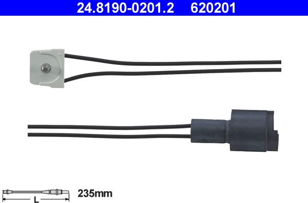 ATE 24.8190-0201.2 - Сигнализатор, износ тормозных колодок autospares.lv