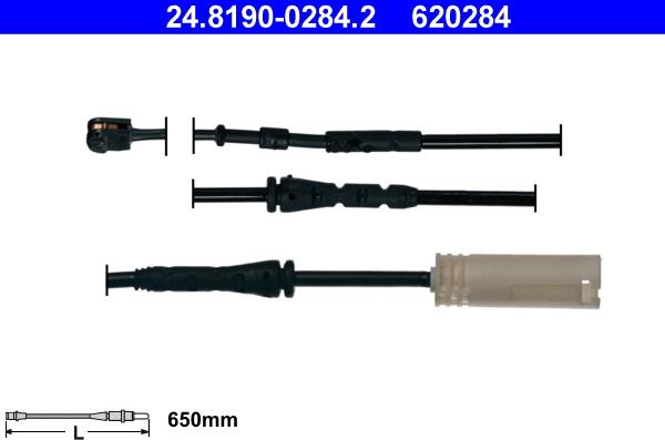 ATE 24.8190-0284.2 - Сигнализатор, износ тормозных колодок autospares.lv