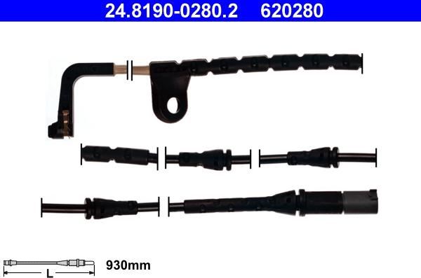 ATE 24.8190-0280.2 - Сигнализатор, износ тормозных колодок autospares.lv