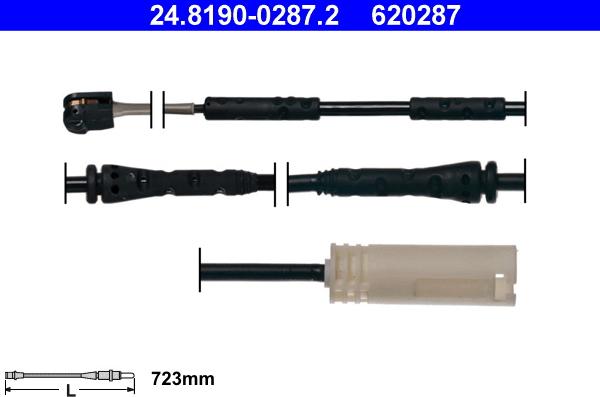 ATE 24.8190-0287.2 - Сигнализатор, износ тормозных колодок autospares.lv