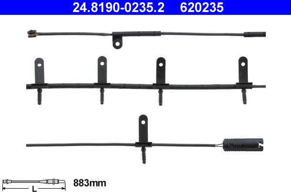 ATE 24.8190-0235.2 - Сигнализатор, износ тормозных колодок autospares.lv