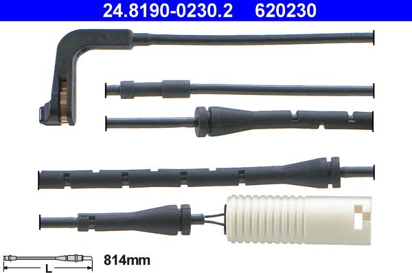 ATE 24.8190-0230.2 - Сигнализатор, износ тормозных колодок autospares.lv