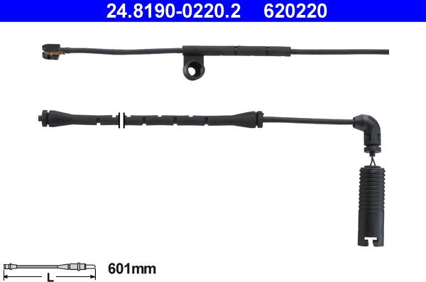 ATE 24.8190-0220.2 - Сигнализатор, износ тормозных колодок autospares.lv