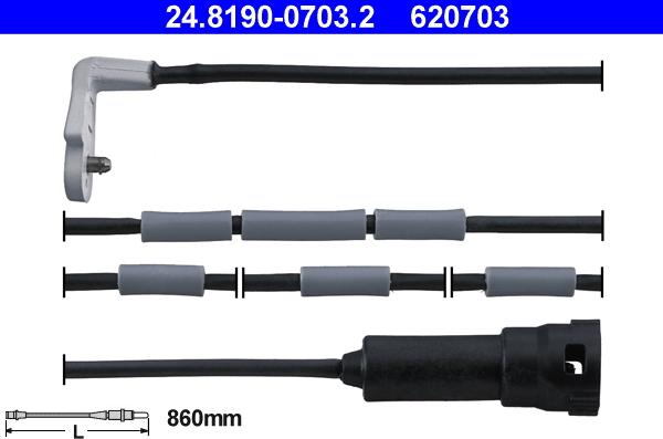 ATE 24.8190-0703.2 - Сигнализатор, износ тормозных колодок autospares.lv