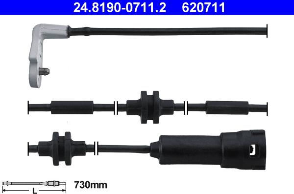 ATE 24.8190-0711.2 - Сигнализатор, износ тормозных колодок autospares.lv