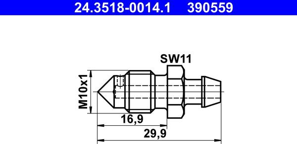 ATE 24.3518-0014.1 - Болт воздушного клапана / вентиль autospares.lv