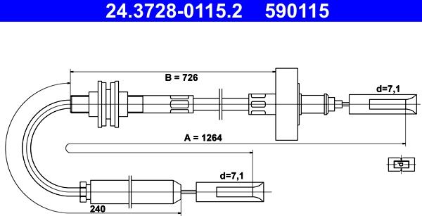 ATE 24.3728-0115.2 - Трос, управление сцеплением autospares.lv