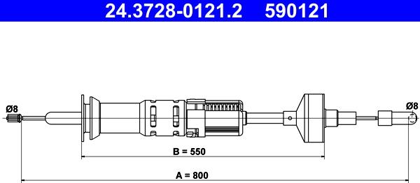 ATE 24.3728-0121.2 - Трос, управление сцеплением autospares.lv