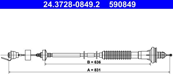 ATE 24.3728-0849.2 - Трос, управление сцеплением autospares.lv