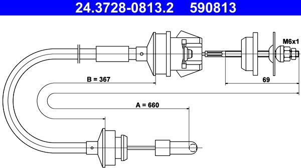 ATE 24.3728-0813.2 - Трос, управление сцеплением autospares.lv