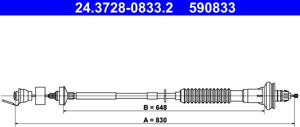 ATE 24.3728-0833.2 - Трос, управление сцеплением autospares.lv