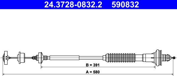 ATE 24.3728-0832.2 - Трос, управление сцеплением autospares.lv