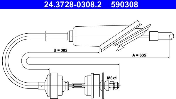 ATE 24.3728-0308.2 - Трос, управление сцеплением autospares.lv