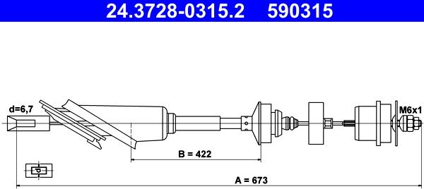 ATE 24.3728-0315.2 - Трос, управление сцеплением autospares.lv