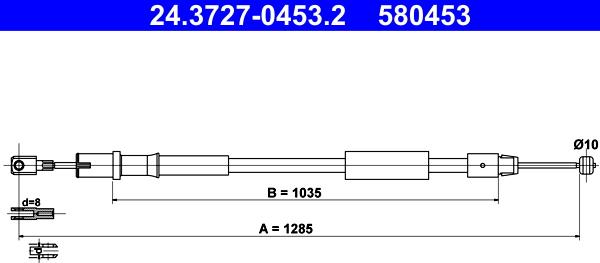 ATE 24.3727-0453.2 - Тросик, cтояночный тормоз autospares.lv