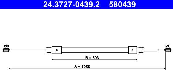 ATE 24.3727-0439.2 - Тросик, cтояночный тормоз autospares.lv