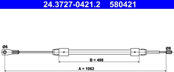 ATE 24.3727-0421.2 - Тросик, cтояночный тормоз autospares.lv