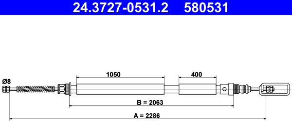 ATE 24.3727-0531.2 - Тросик, cтояночный тормоз autospares.lv