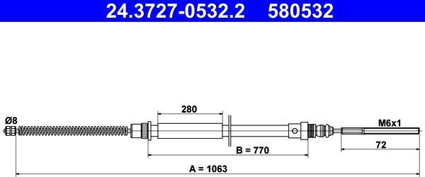 ATE 24.3727-0532.2 - Тросик, cтояночный тормоз autospares.lv