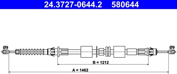 ATE 24.3727-0644.2 - Тросик, cтояночный тормоз autospares.lv