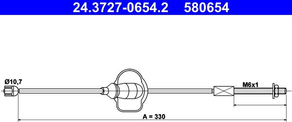 ATE 24.3727-0654.2 - Тросик, cтояночный тормоз autospares.lv