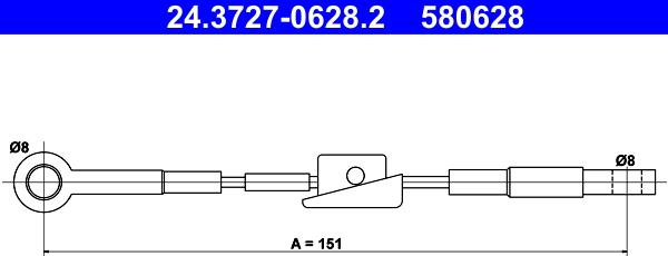 ATE 24.3727-0628.2 - Тросик, cтояночный тормоз autospares.lv