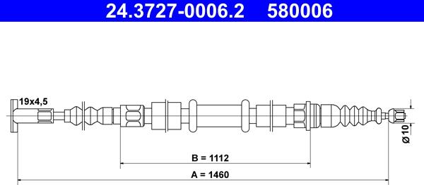 ATE 24.3727-0006.2 - Тросик, cтояночный тормоз autospares.lv