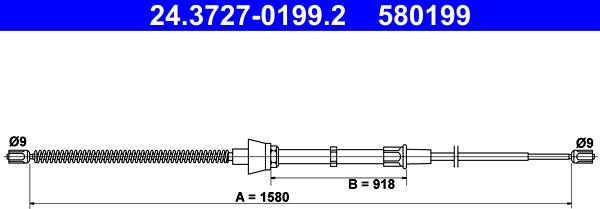 ATE 24.3727-0199.2 - Тросик, cтояночный тормоз autospares.lv