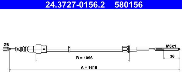 ATE 24.3727-0156.2 - Тросик, cтояночный тормоз autospares.lv