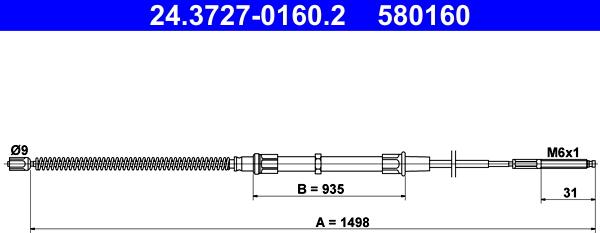 ATE 24.3727-0160.2 - Тросик, cтояночный тормоз autospares.lv