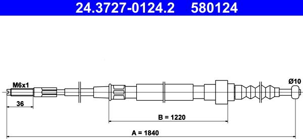 ATE 24.3727-0124.2 - Тросик, cтояночный тормоз autospares.lv