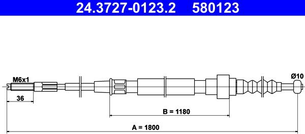 ATE 24.3727-0123.2 - Тросик, cтояночный тормоз autospares.lv