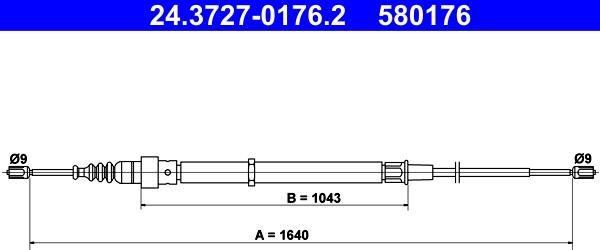 ATE 24.3727-0176.2 - Тросик, cтояночный тормоз autospares.lv