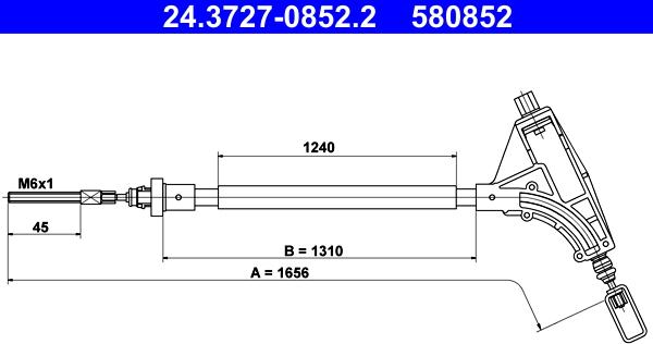 ATE 24.3727-0852.2 - Тросик, cтояночный тормоз autospares.lv