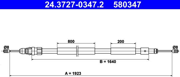 ATE 24.3727-0347.2 - Тросик, cтояночный тормоз autospares.lv