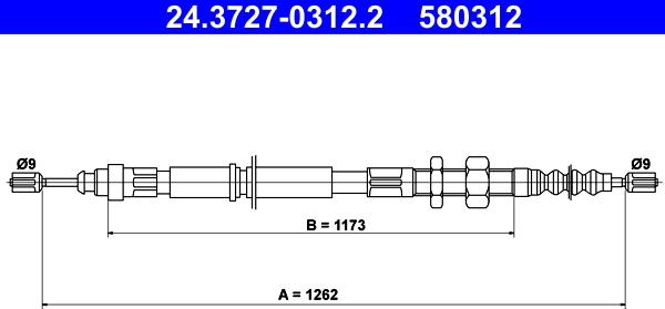 ATE 24.3727-0312.2 - Тросик, cтояночный тормоз autospares.lv